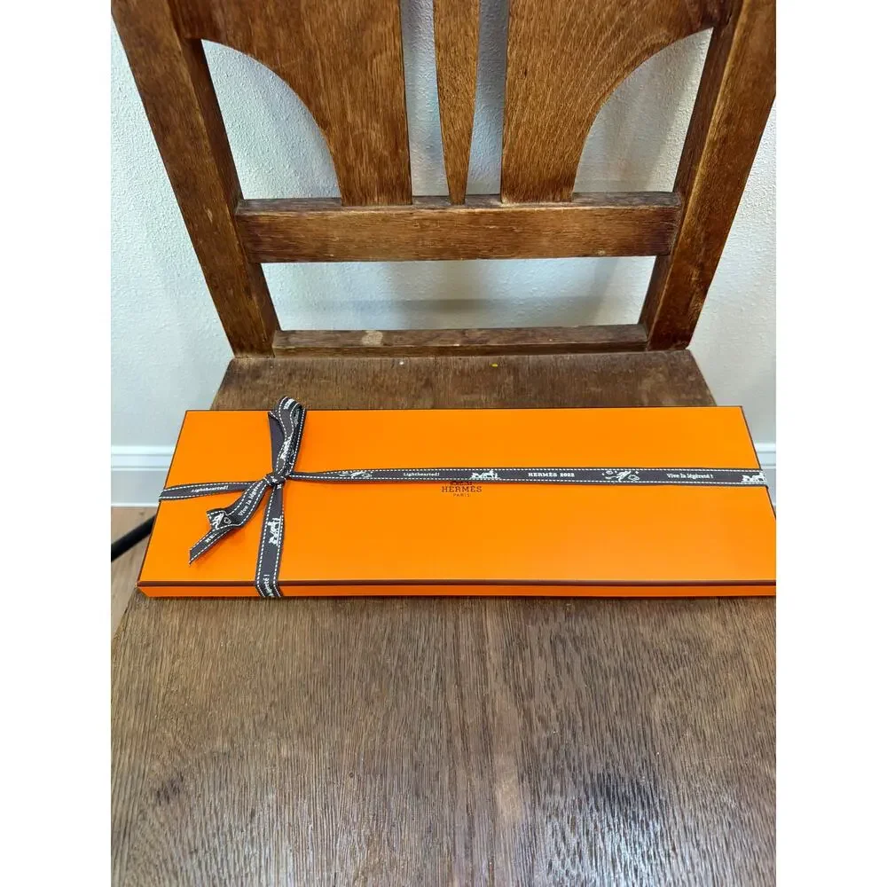 New Unused HERMES Neck Tie yellow 100%Silk With Box Made in France